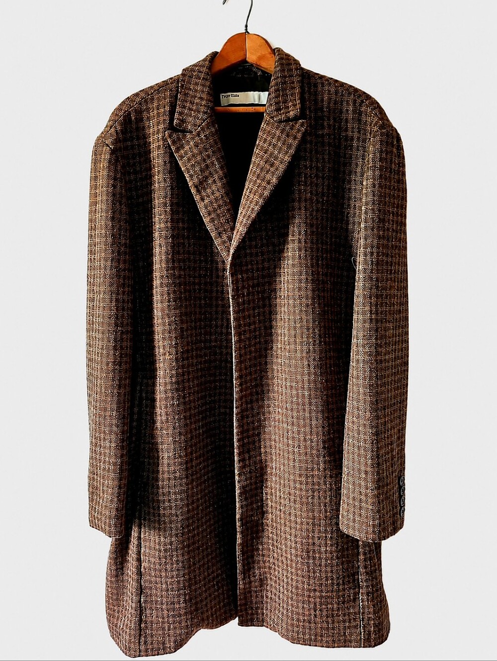 VINTAGE Perry Ellis Harris Tweed Wool Blend Topcoat Overcoat XL Never Worn MINT!